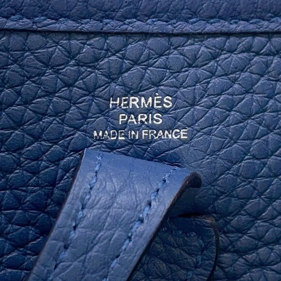 HERMES Evelyne Amazon Long Size TPM Taurillon Clemence Blue Tie - Picture 6 of 9